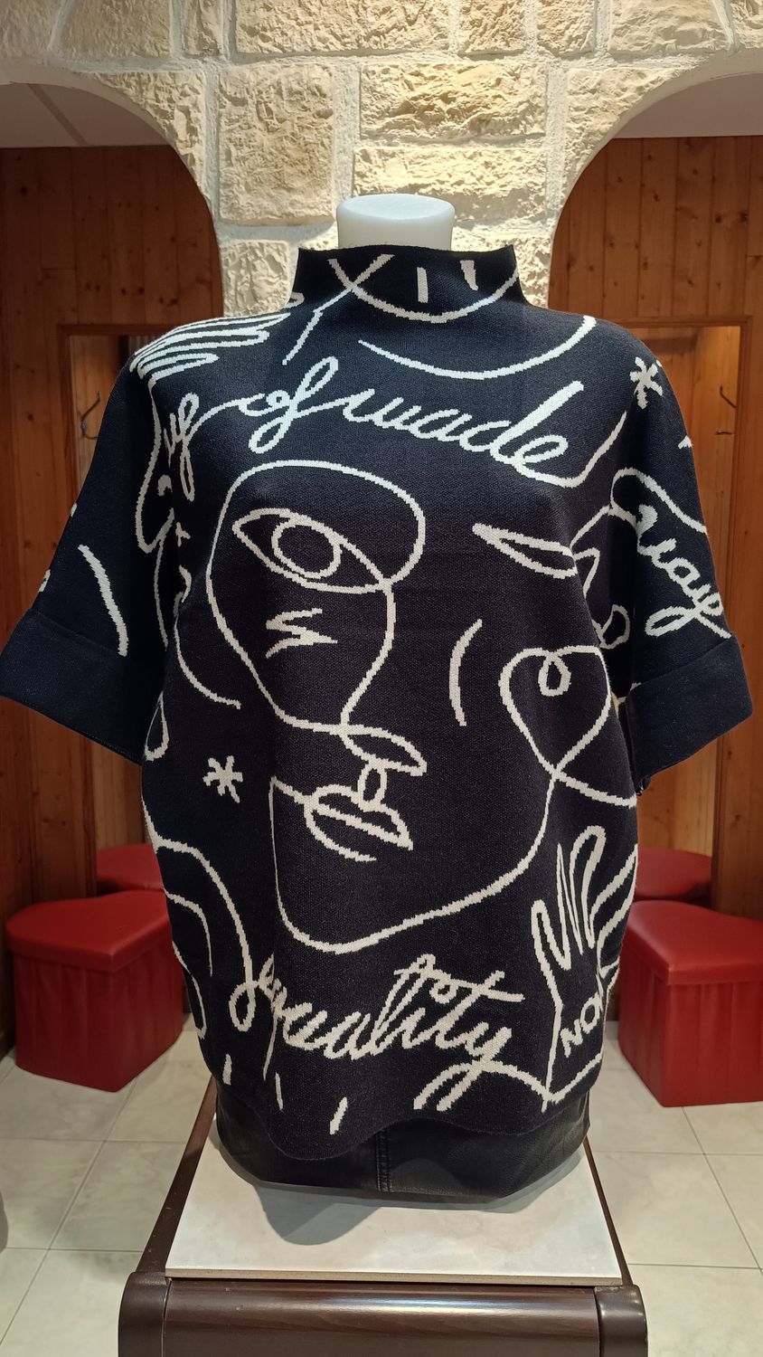 Pull Mara imprimé graphique noir