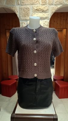 Pull gilet manches courtes chocolat 
