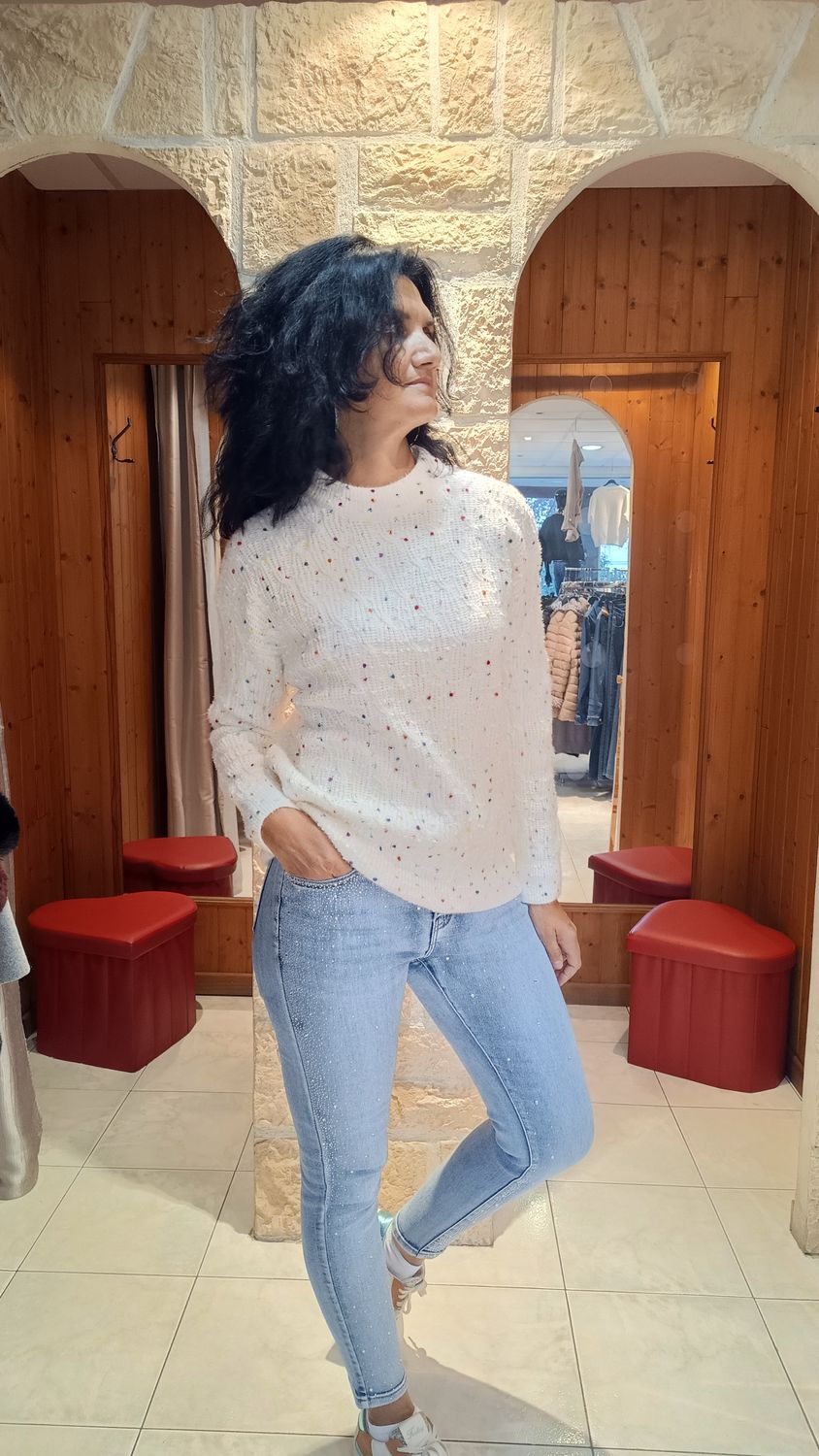 Pull Confettis blanc 