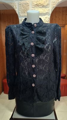 Chemise dentelle Boho chic noir 