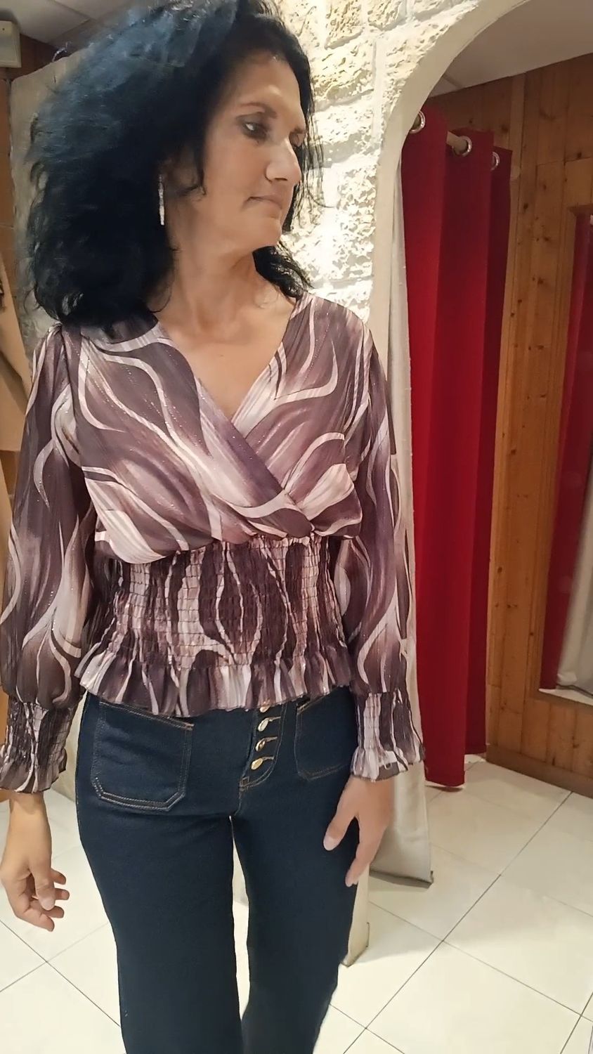 Blouse croisée marron