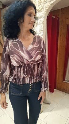 Blouse croisée marron