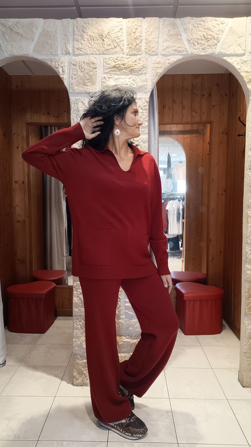 Ensemble maille duo bordeaux 