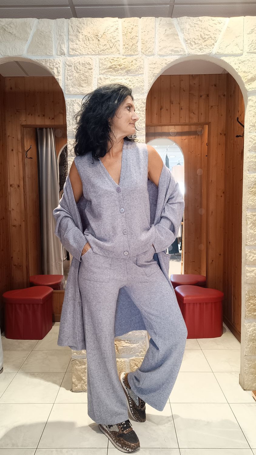 Ensemble maille triple gris 