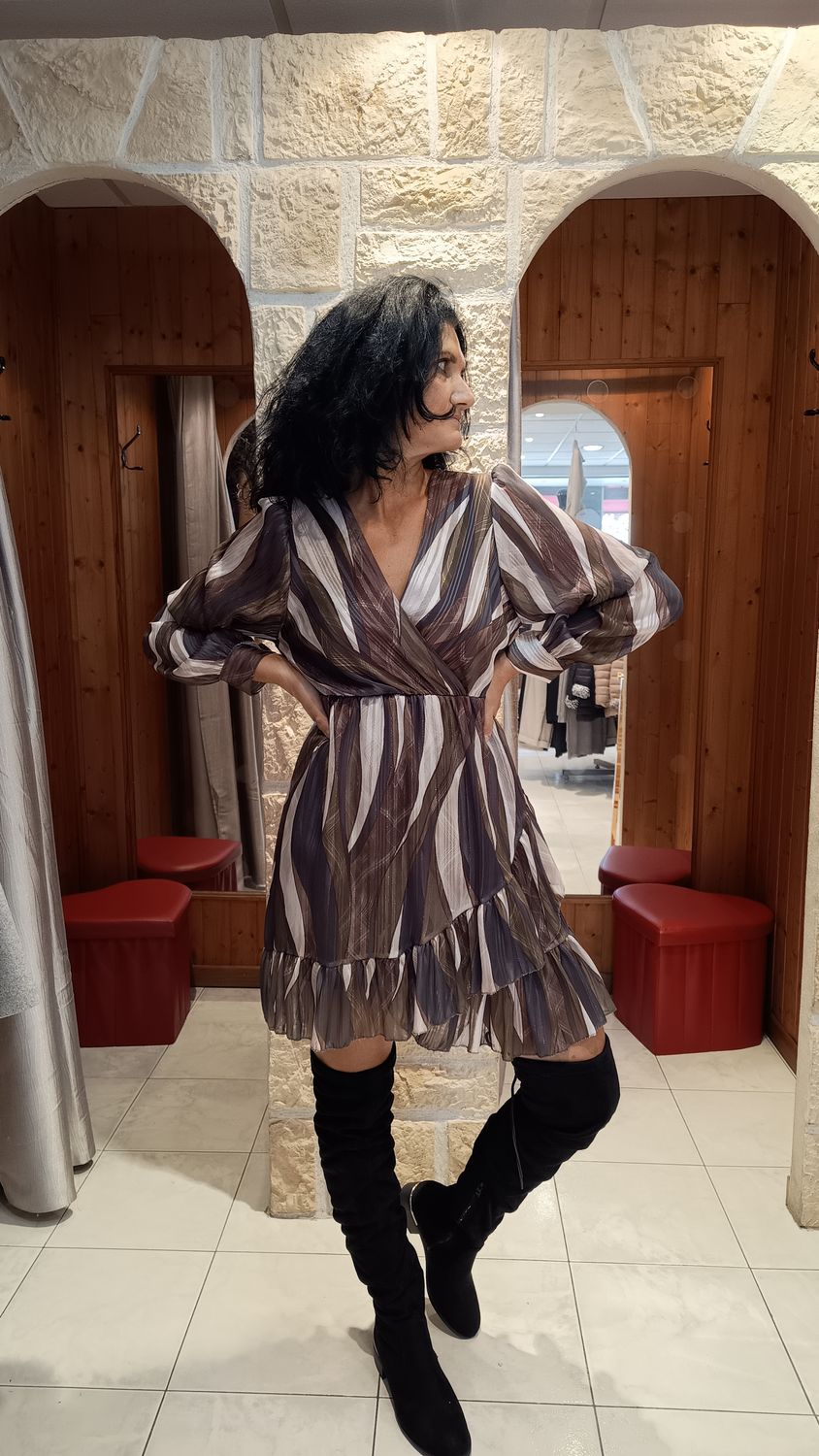 Robe Barbara vert multicolore 