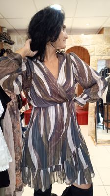 Robe Barbara vert multicolore 