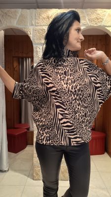 Pull animalier camel