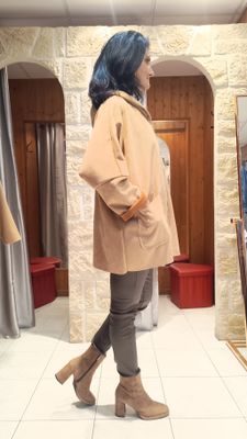 Veste à capuche suédine camel 