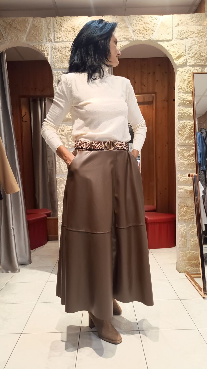 Jupe longue simili cuir 