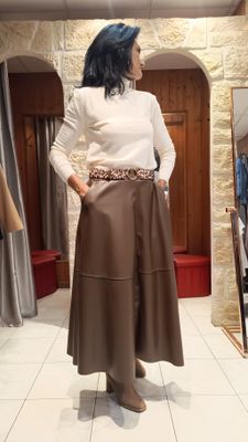 Jupe longue simili cuir 