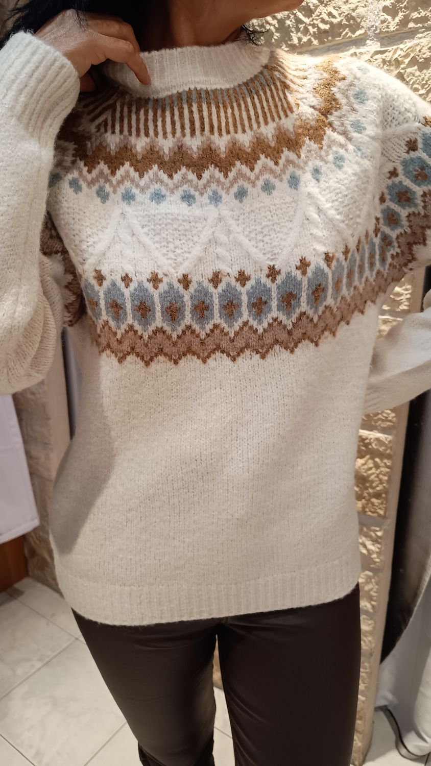 Pull Norvège blanc cassé  Pull Norvège blanc cassé