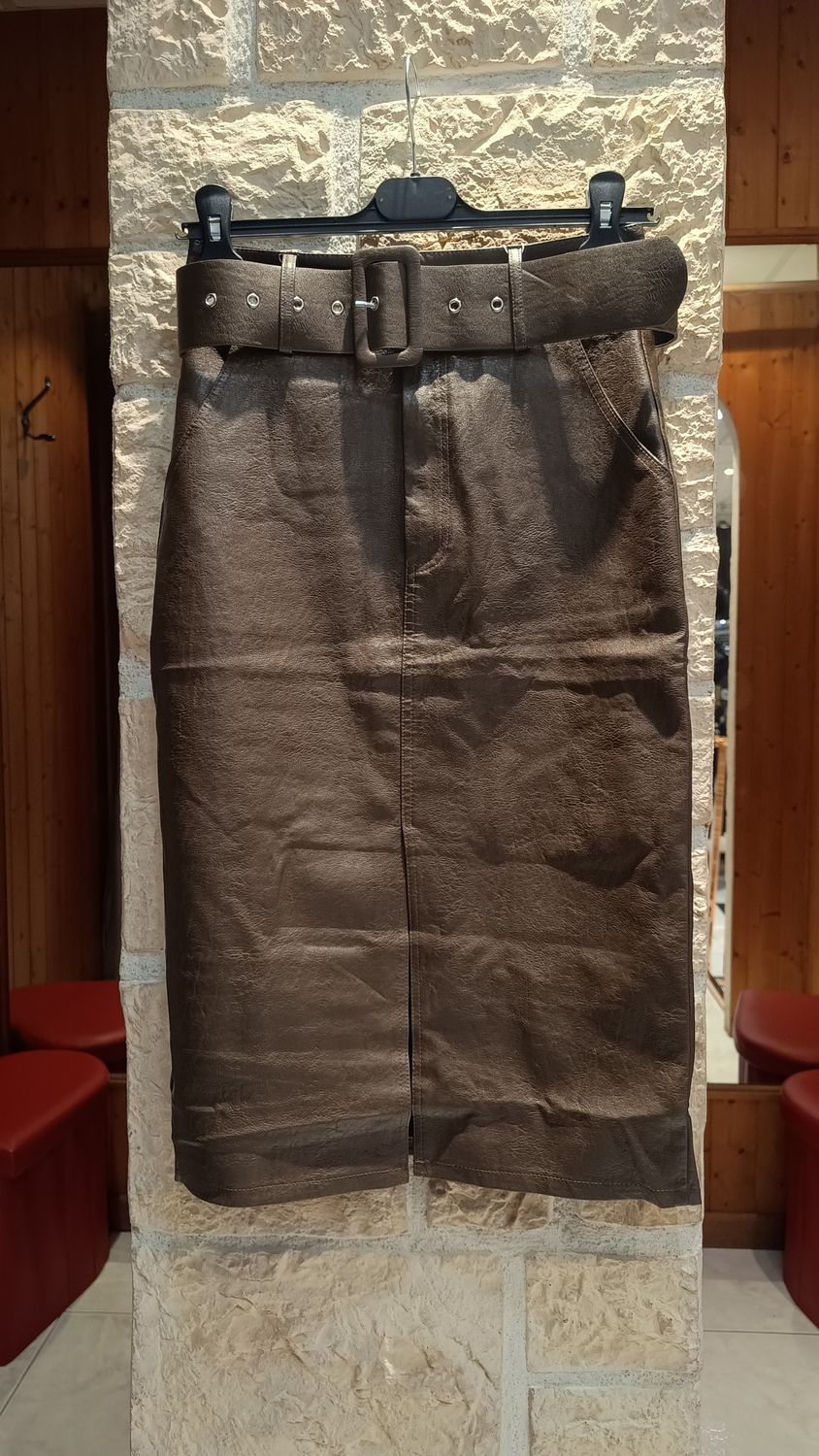 Jupe similicuir chocolat  Jupe similicuir chocolat