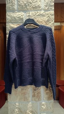 Pull Épaule tressée bleu marine  Pull Épaule tressée bleu marine