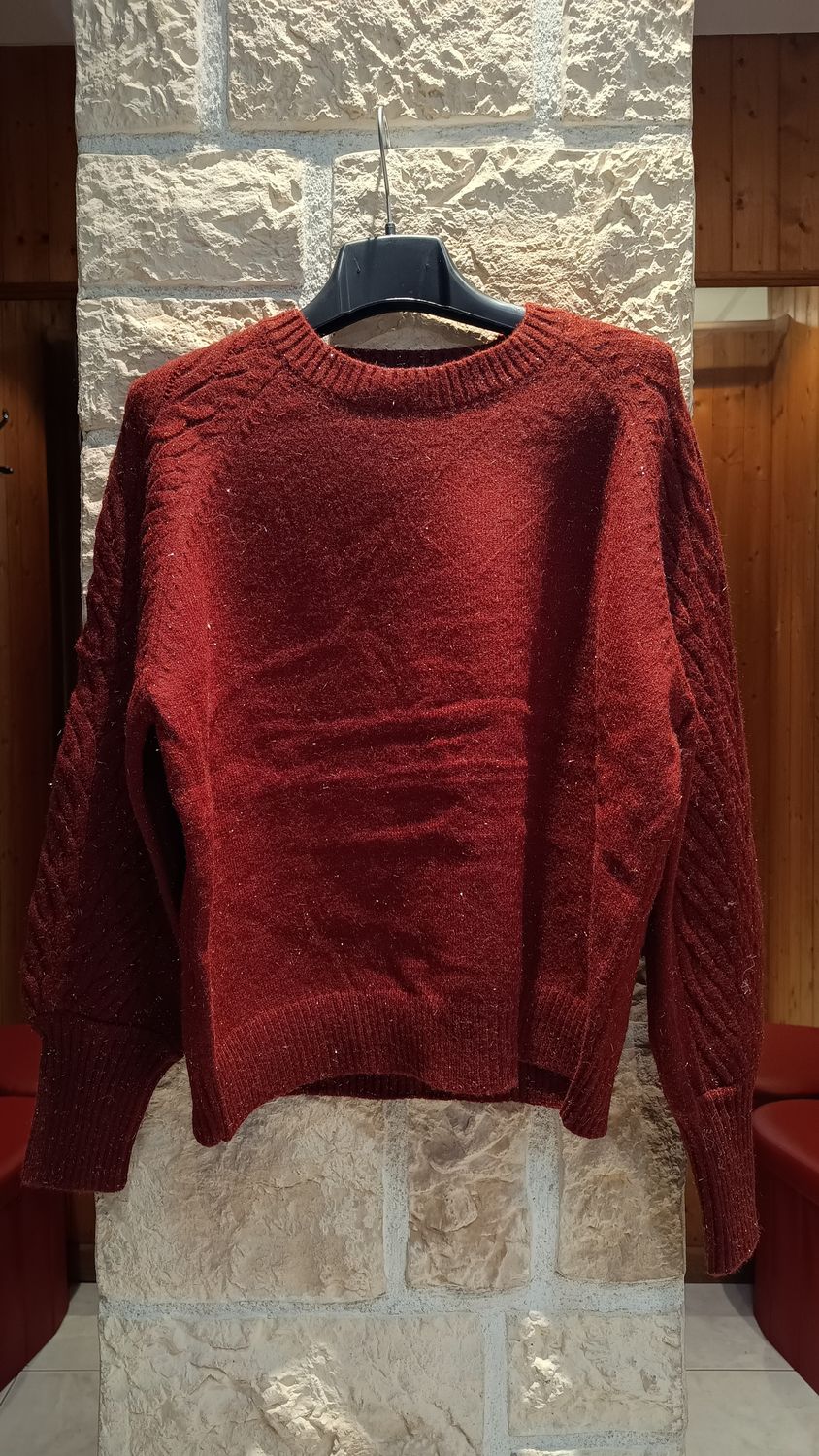 Pull Épaule tressée bordeaux 