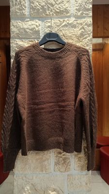 Pull Épaule tressée chocolat  Pull Épaule tressée chocolat