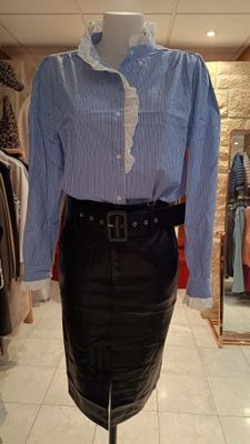 Chemise col officier dentelle