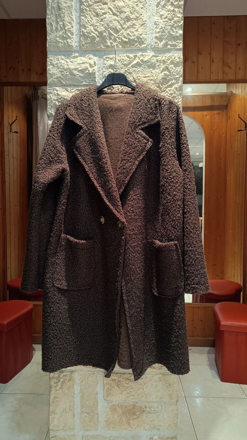 Manteau bouclette chocolat Manteau bouclette chocolat