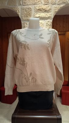 Pull Élégant perles camel