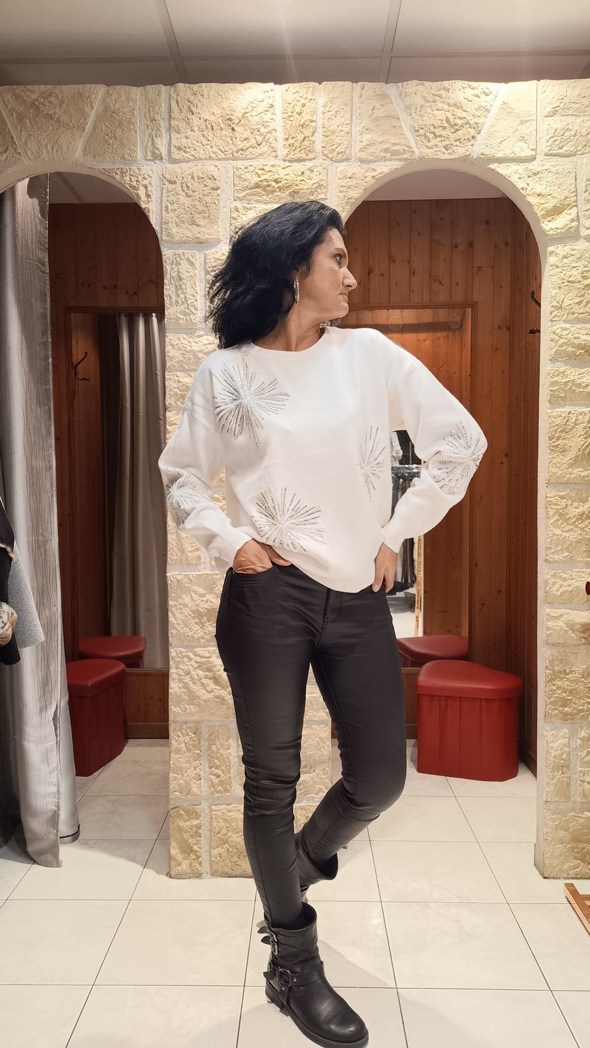 Pull Feux d' artifices blanc 