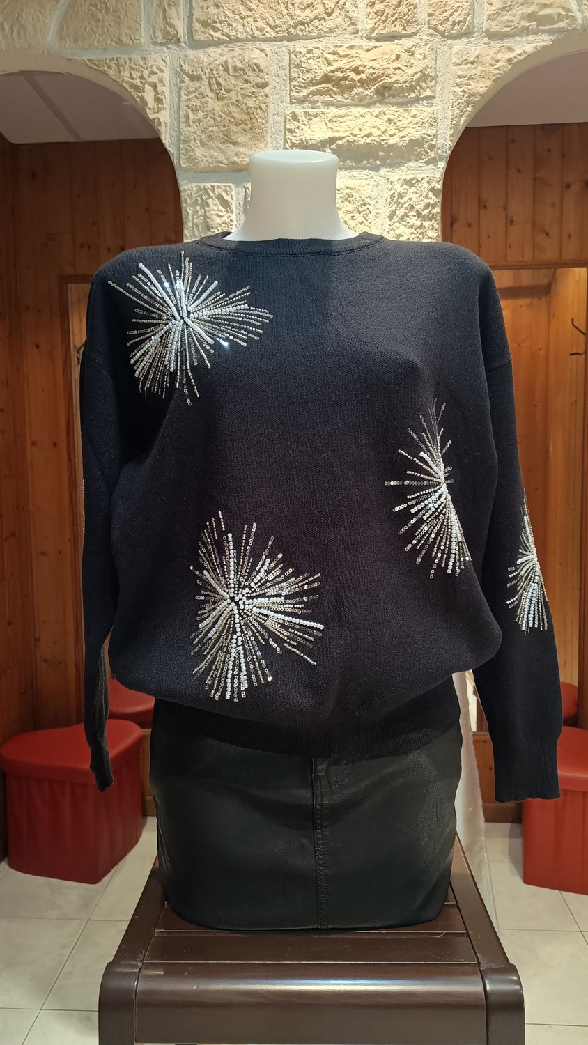 Pull Feux d' artifices noir Pull Feux d' artifices noir