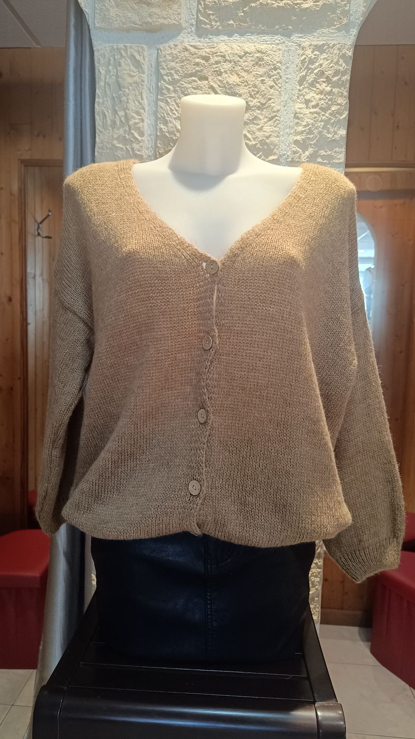 Gilet cardigan camel