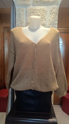 Gilet cardigan camel