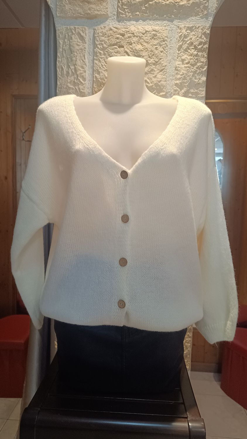 Gilet cardigan blanc cassé 
