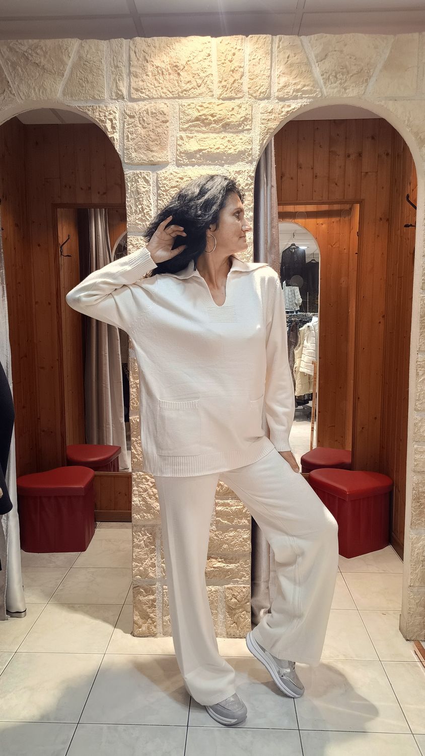 Ensemble maille douce blanc cassé 
