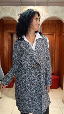 Manteau bouclette gris chiné