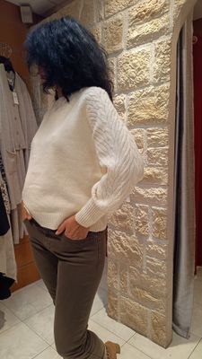 Pull Épaule tressée écru 