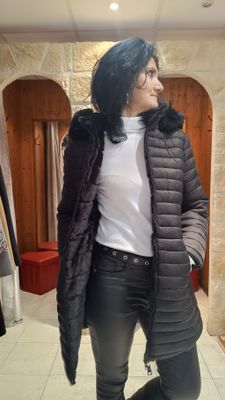 Doudoune reversible 3/4 noir
