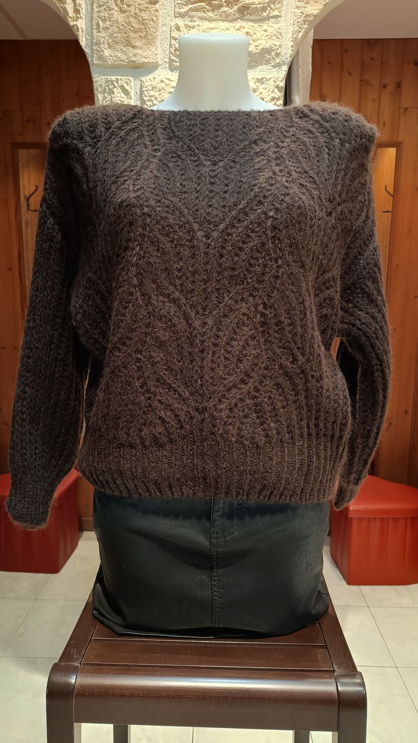 Pull Debora ajouré chocolat Pull Debora ajouré chocolat