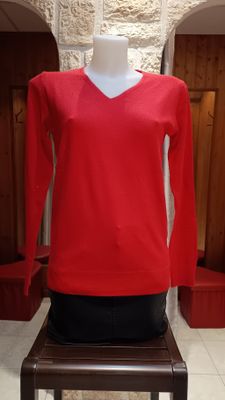 Pull basique col v pailleté rouge Pull basique col v pailleté rouge