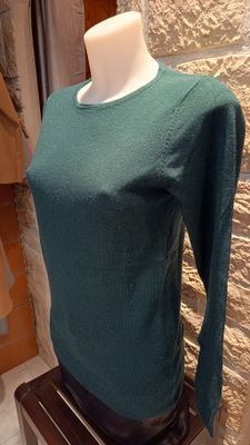 Pull basique col rond pailleté vert sapin Pull basique col rond pailleté vert sapin
