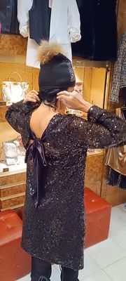 Robe fête sequins noir