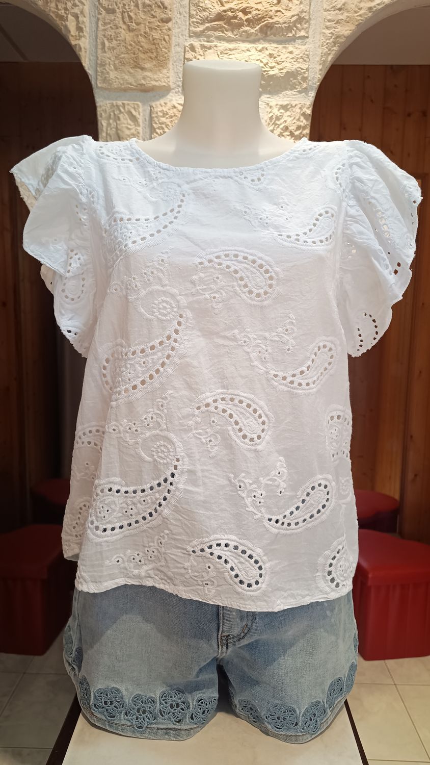 Blouse broderie anglaise blanc 