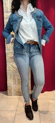 Veste jean Diamants denim clair