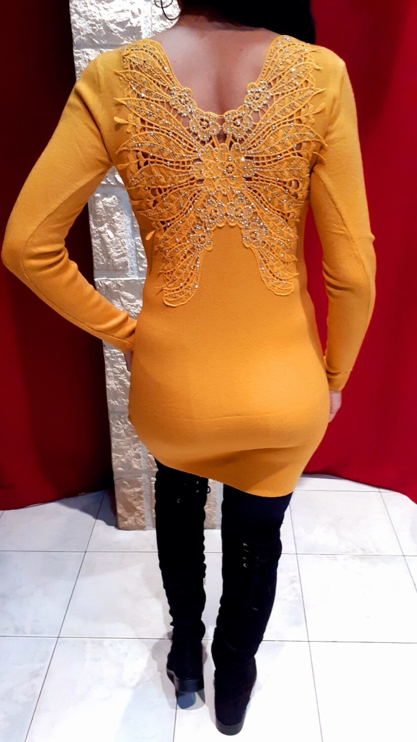 Robe pull Papillon jaune Robe pull Papillon jaune