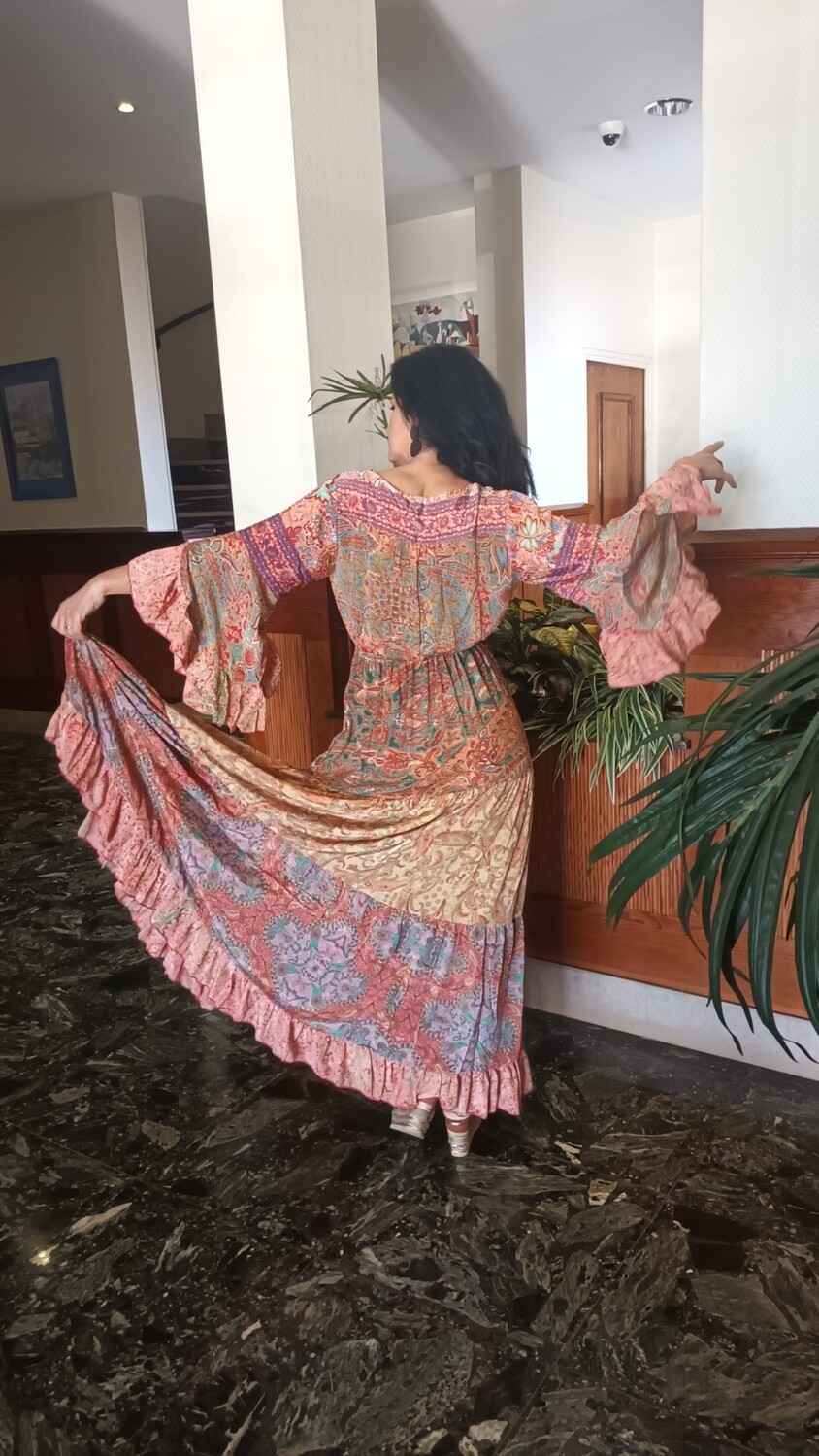 Robe longue Floral corail multicolore Robe longue Floral corail multicolore