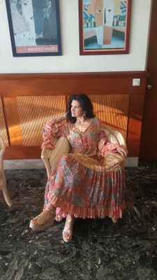Robe longue Floral corail multicolore