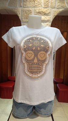 T-shirt Tête de mort beige 