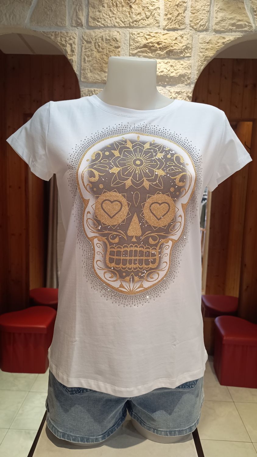 T-shirt Tête de mort beige 