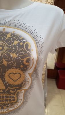 T-shirt Tête de mort beige 