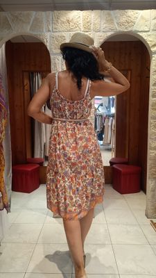 Robe imprimé fleurs corail 