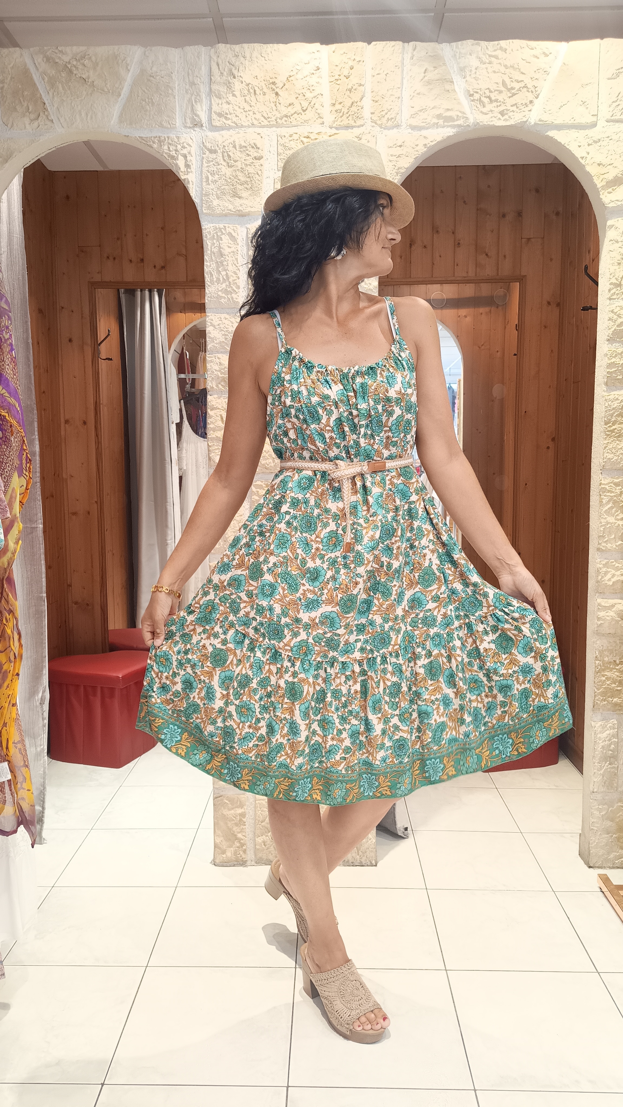 Robe imprimé fleurs vert