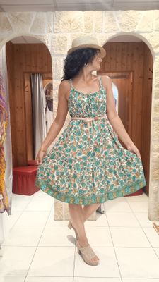 Robe imprimé fleurs vert