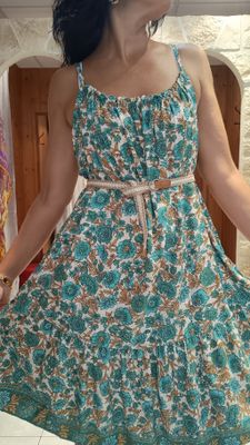 Robe imprimé fleurs vert