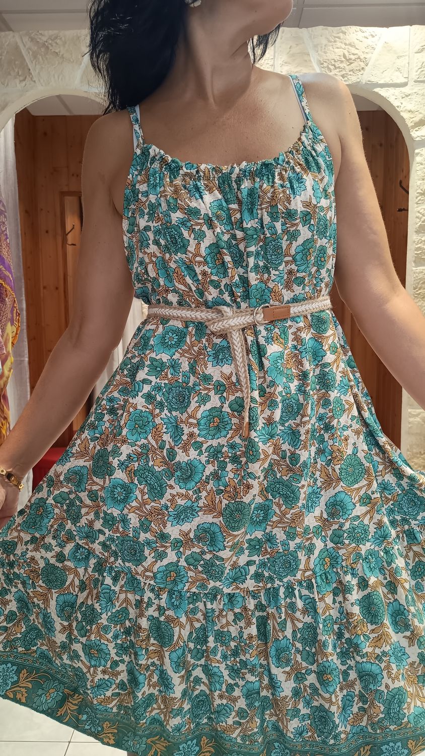 Robe imprimé fleurs vert