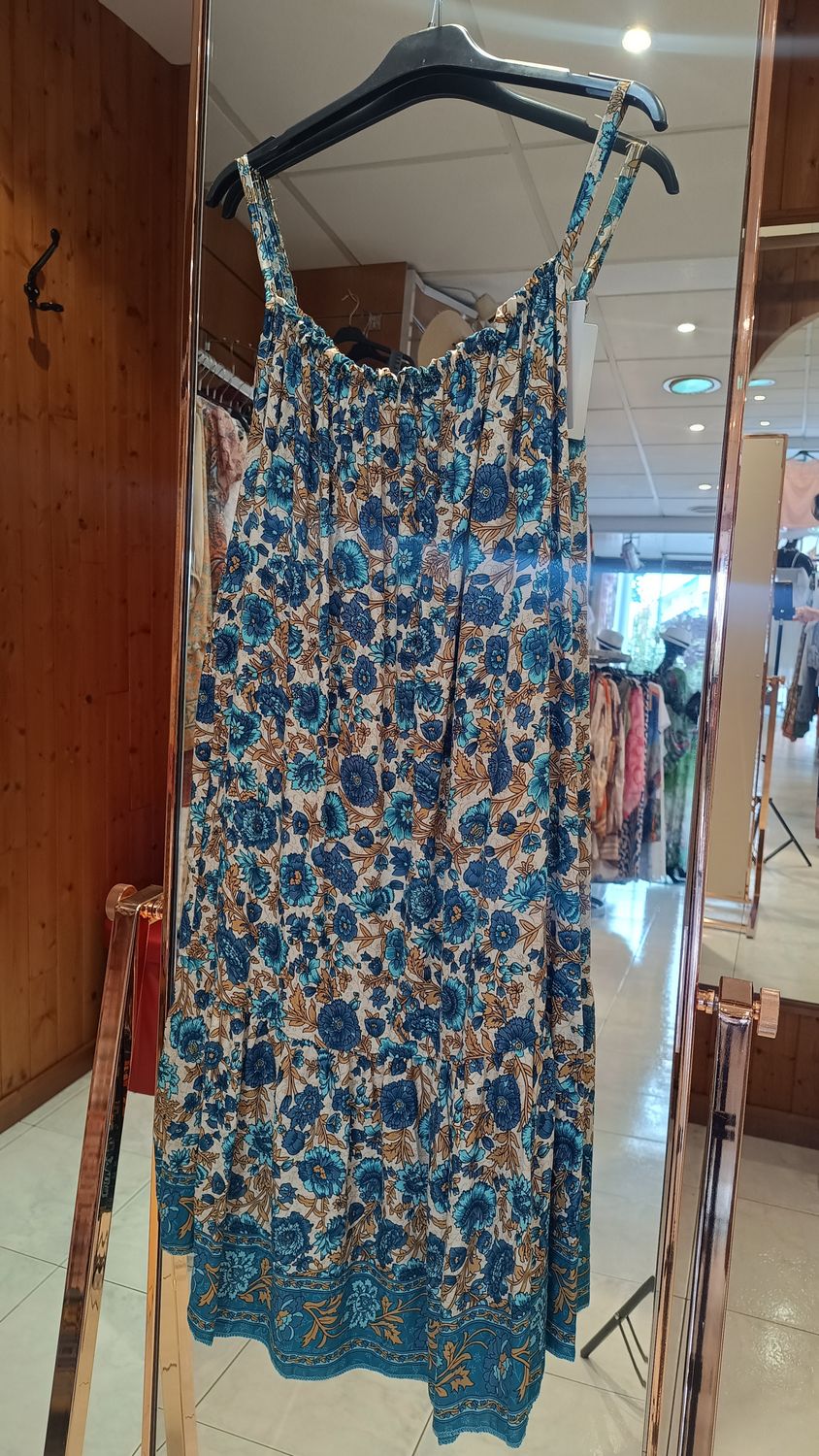 Robe imprimé fleurs turquoise 
