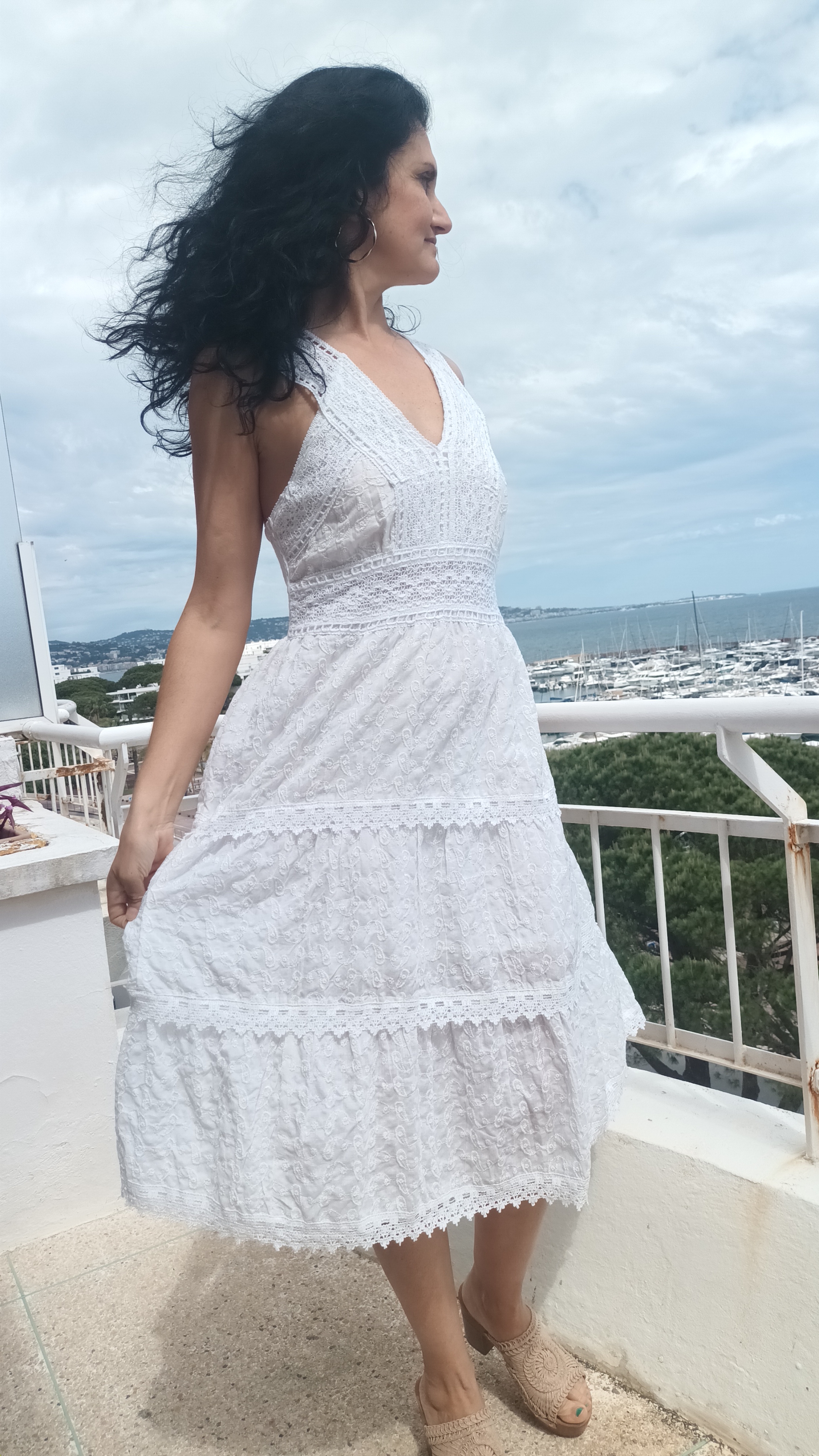 Robe bohème broderie anglaise blanc
